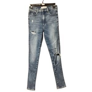 Denim Forum The Lola High Rise Skinny Medium Wash Distressed Jeans size 26